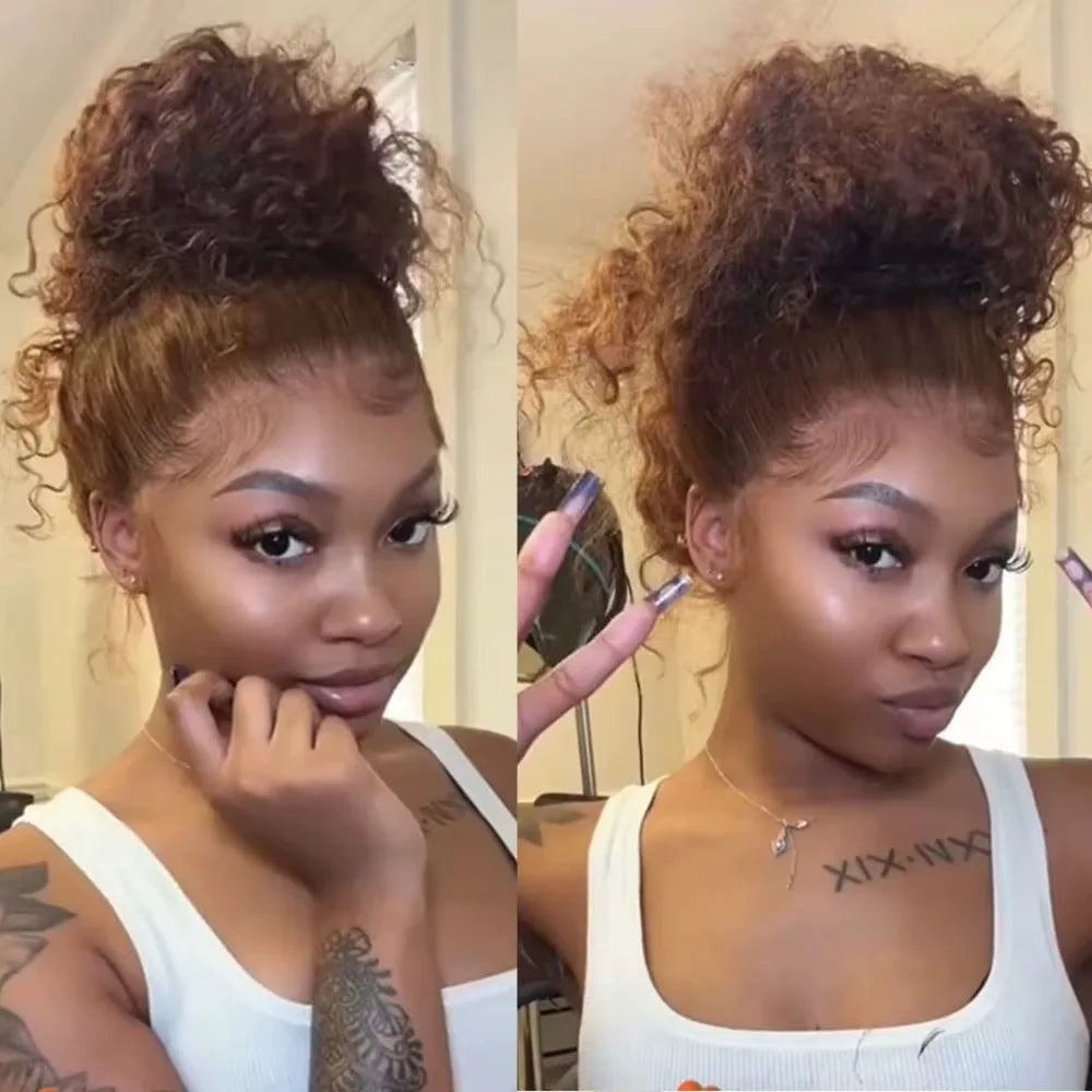Deep Wave 360 Lace Front Wig Human Hair Chocolate Brown Pre Plucked with Baby Hair 250 Density Curly Glueless 24 Inch