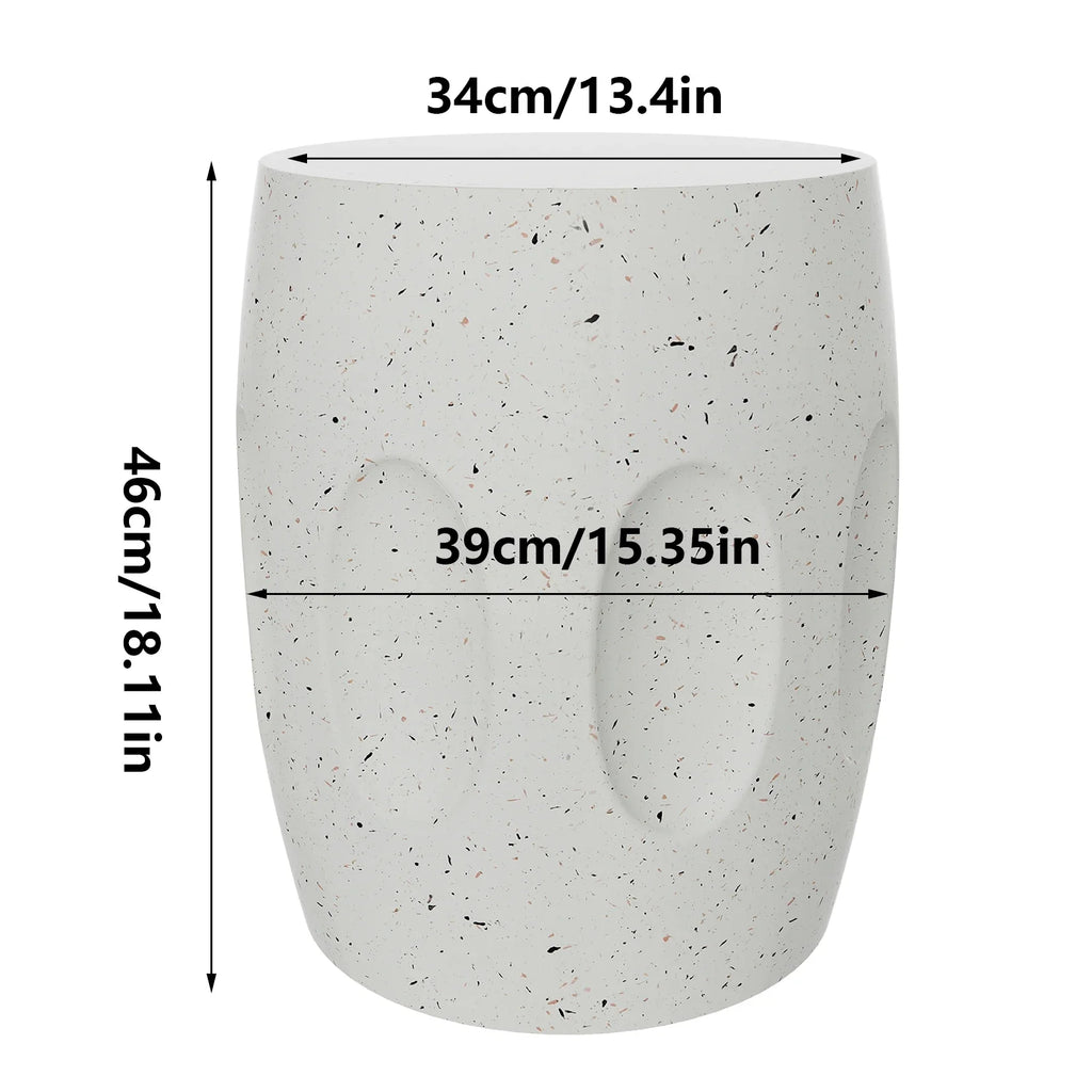 Unique Lightweight Concrete Side Table Decorative Garden Stool Faux Terrazzo Accent Table Small Coffee End Table