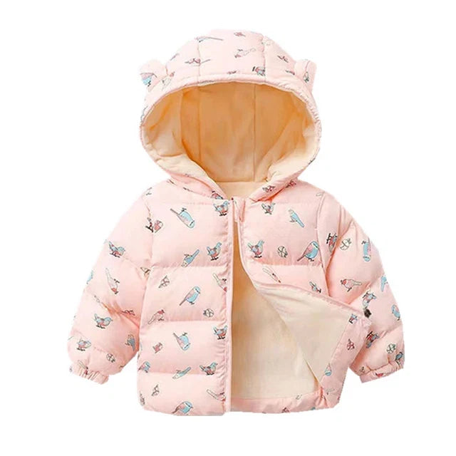 Winter Baby Kids Fleece Jacket Warm Hooded Down Outerwear