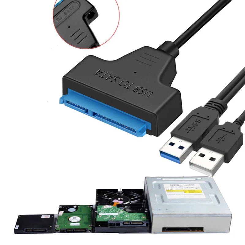 Sata To USB 3.0 Cable Adapter With 12V 2A Power Supply For 2.5 3.5 Inch SSD HDD Hard Drive Disk External Connector 22Pin