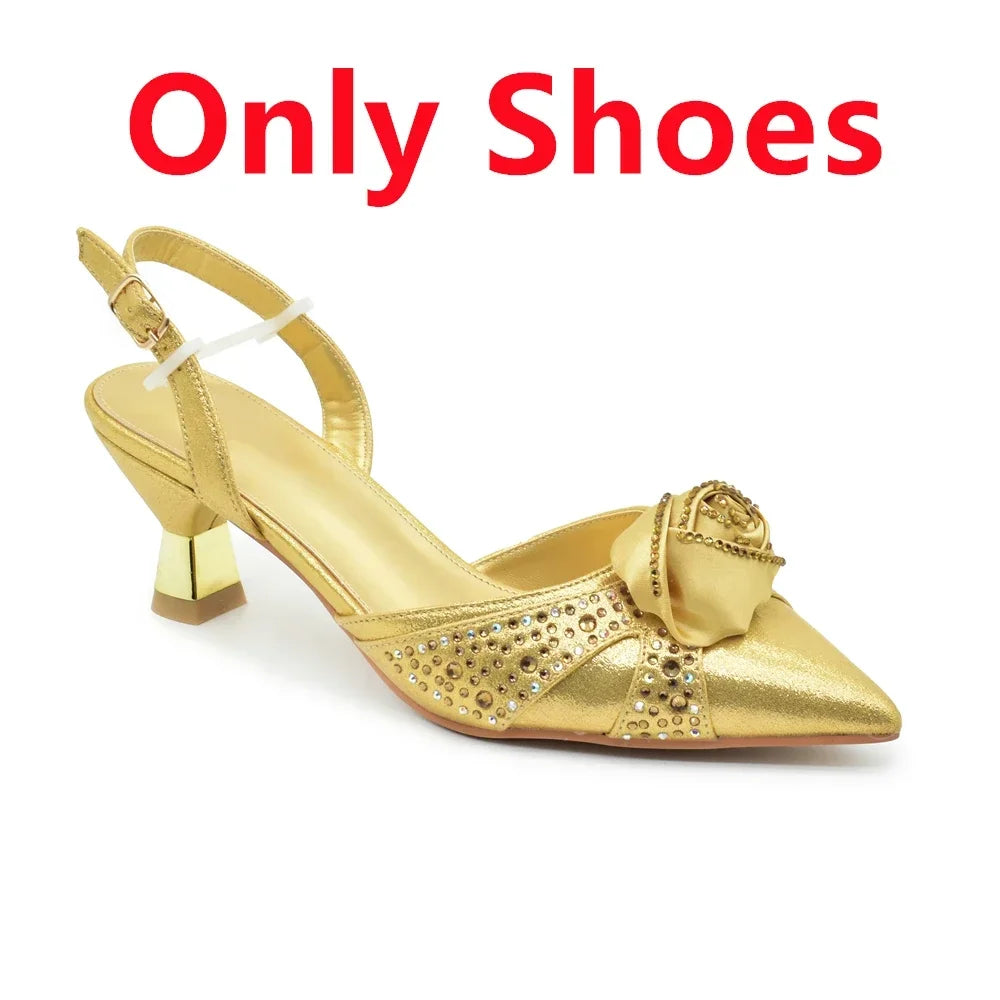 Crystal Rhinestone Spike Heel Pumps | Shoes & Matching Bag Set | EU 38–43 | Party & Wedding