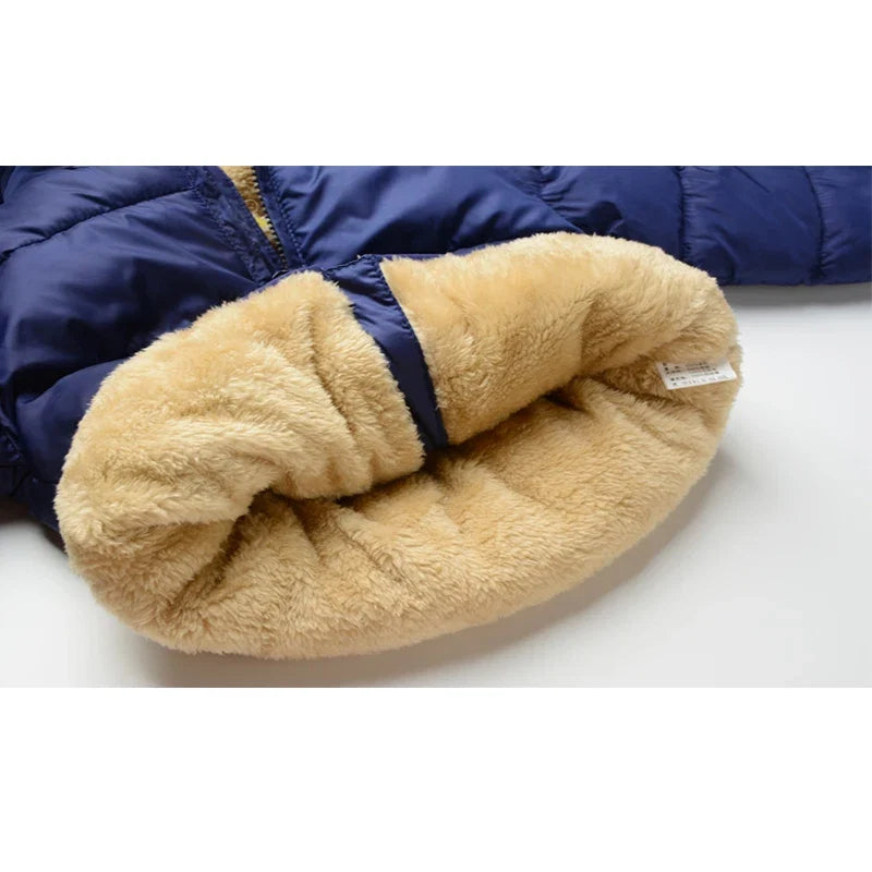 Winter Baby Kids Fleece Jacket Warm Hooded Down Outerwear