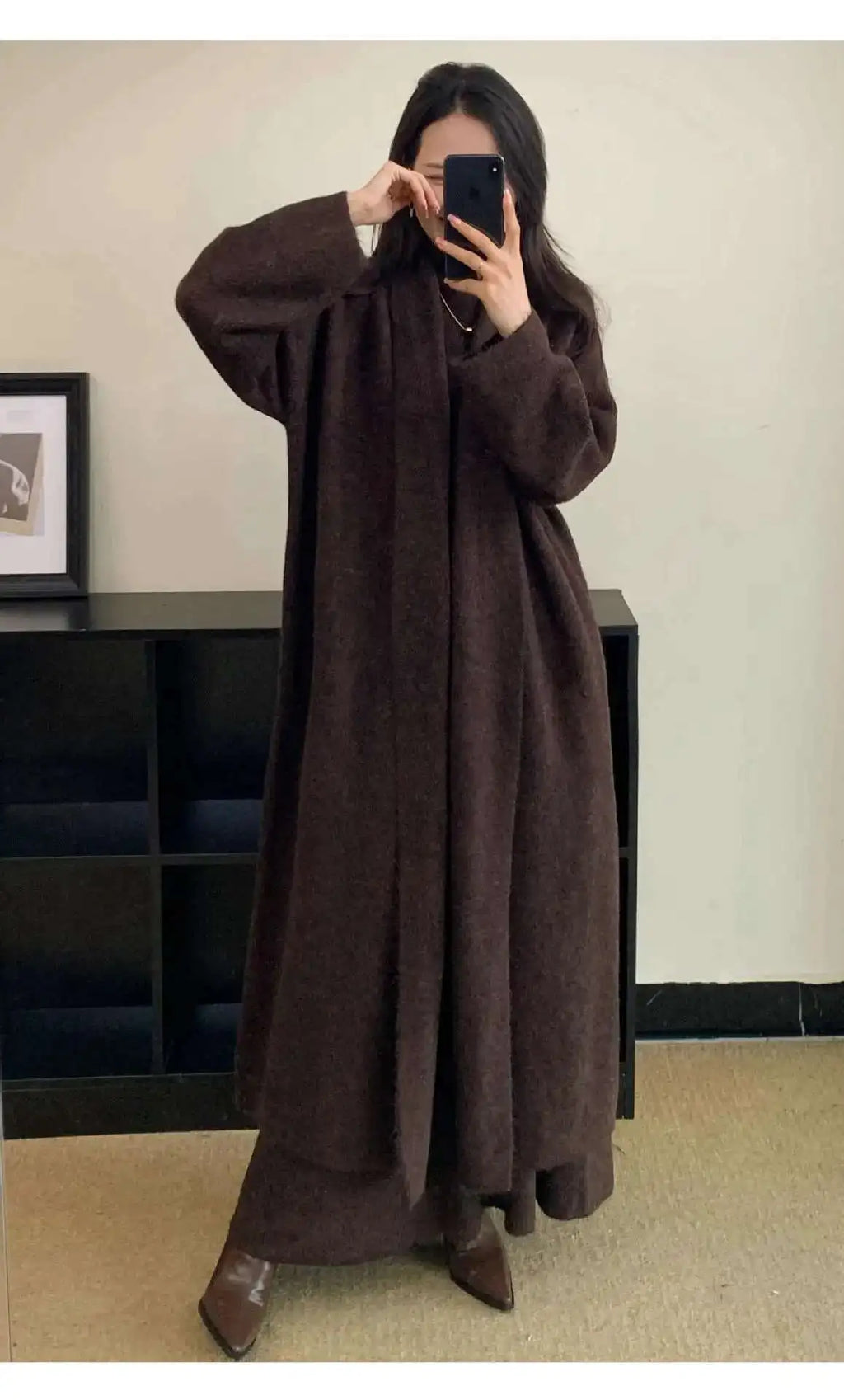 Elegant Knitted 3 Piece Set Women Long Cardigan Coat Sleeveless Vest High Waist A-line Long Skirt