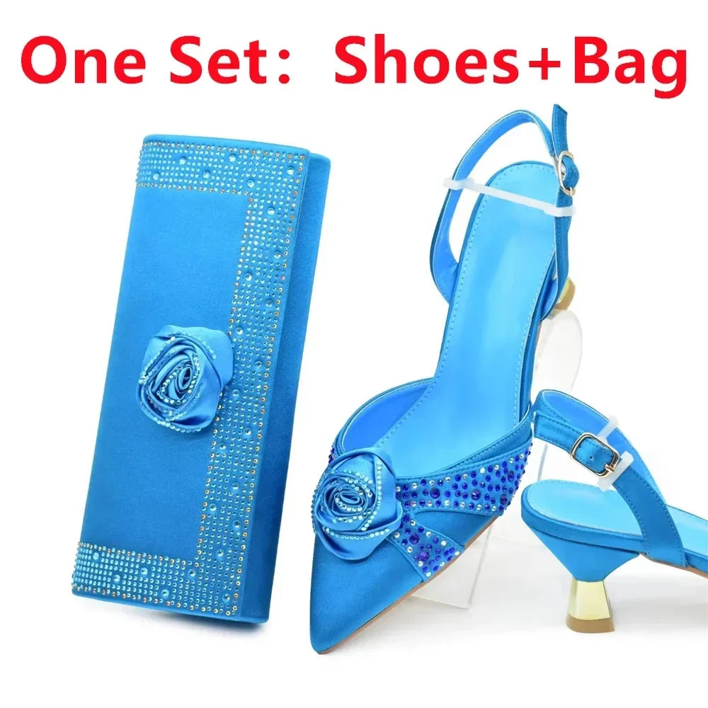 Crystal Rhinestone Spike Heel Pumps | Shoes & Matching Bag Set | EU 38–43 | Party & Wedding