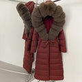 Real Faux Fur Collar Puffer Jacket Duck Down Thick Coat For Women