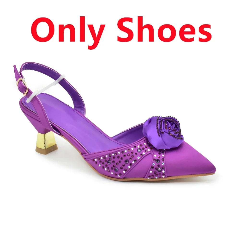 Crystal Rhinestone Spike Heel Pumps | Shoes & Matching Bag Set | EU 38–43 | Party & Wedding