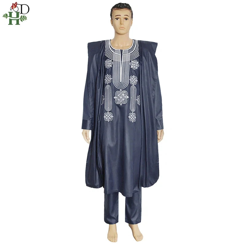 African Suit Men Robe Shirt and Pants Set Long Sleeve