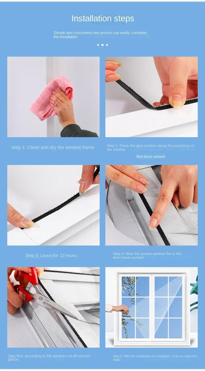 DIY Mosquito Net Self-adhesive Indoor Anti-insect Fly Screen Curtains Window Net Protections Mesh Home Textile Bed Garden