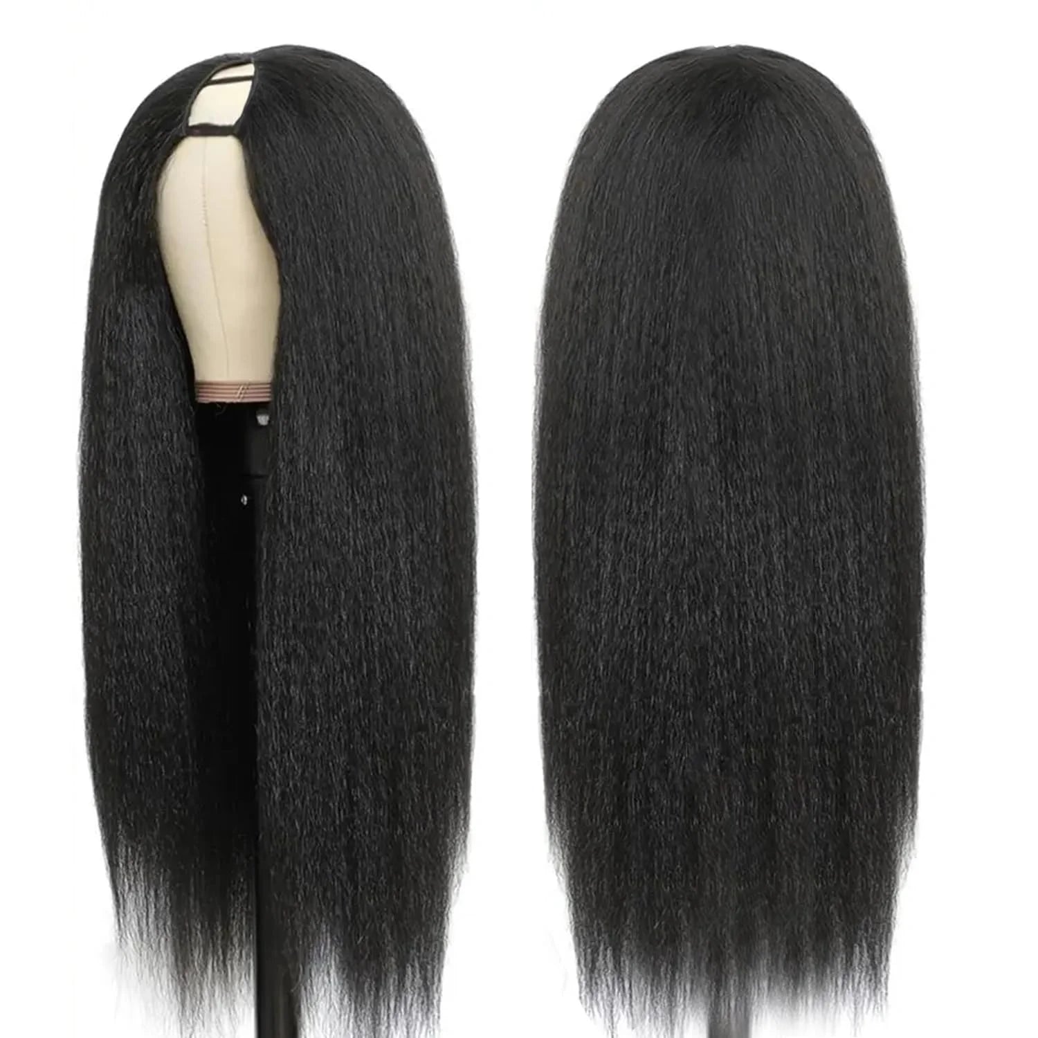 V Part 200% Density Kinky Straight 100% Human Hair 16-32 Inch Wig For Women With Drawstring No Leave Out No Sew In Wigs