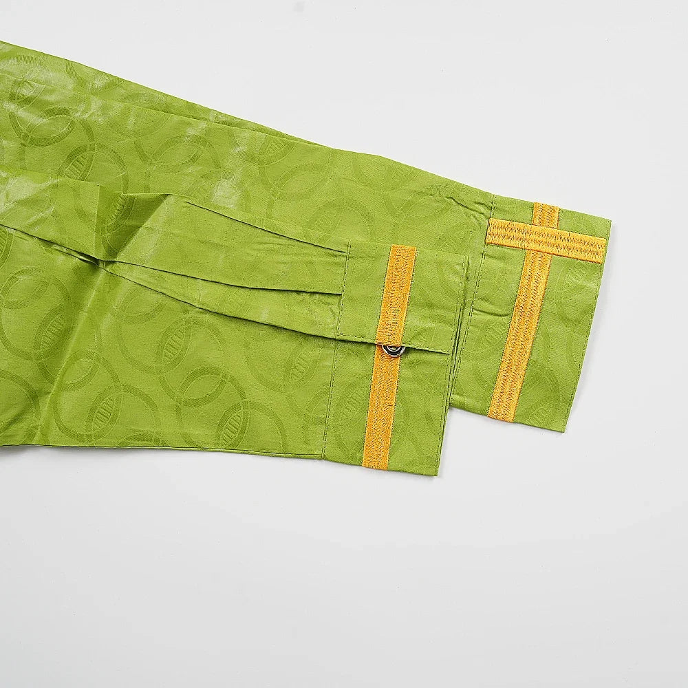 Men's Traditional Agbada 2PCS Green Bazin Riche Shirt and Pant