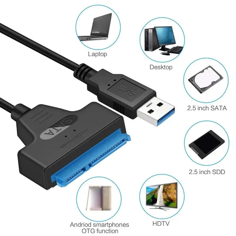 Coolcirc SATA to USB 3.0 Cable Up to 6 Gbps for 2.5 Inch External HDD SSD Hard Drive SATA Adapter USB 3.0 to Sata III Cord