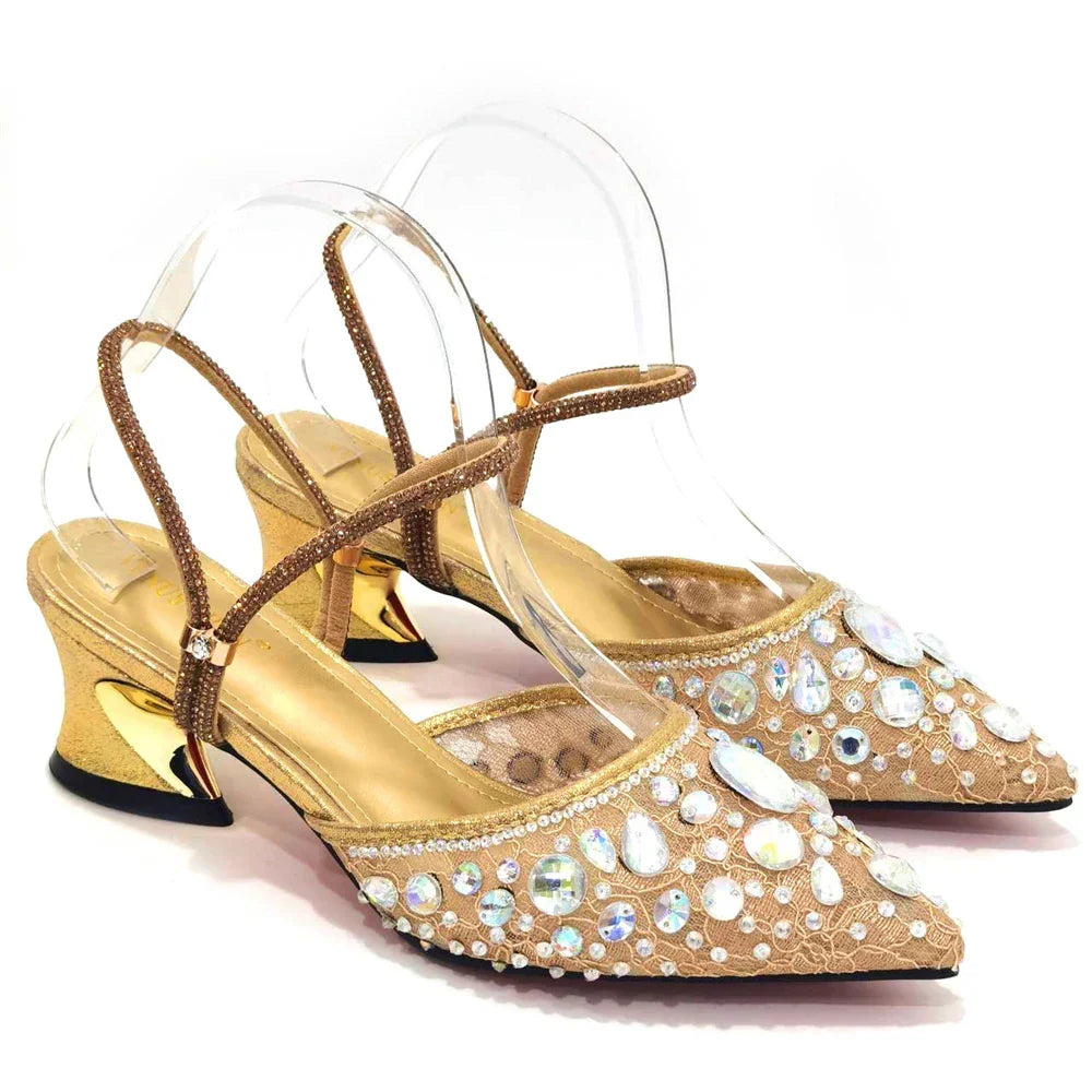 3D Bling Pointed Toe Slingback Heels — Shoes Only or With Matching Bag | 7 Colours | EU 37–42