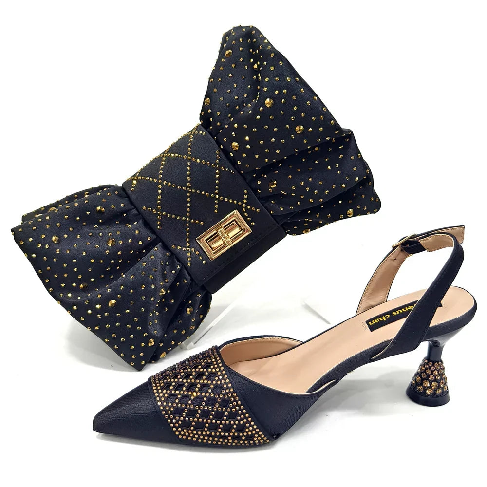Diamond Butterfly Slingback Heels & Bag Matching Set — 10 Colours | EU 37–43