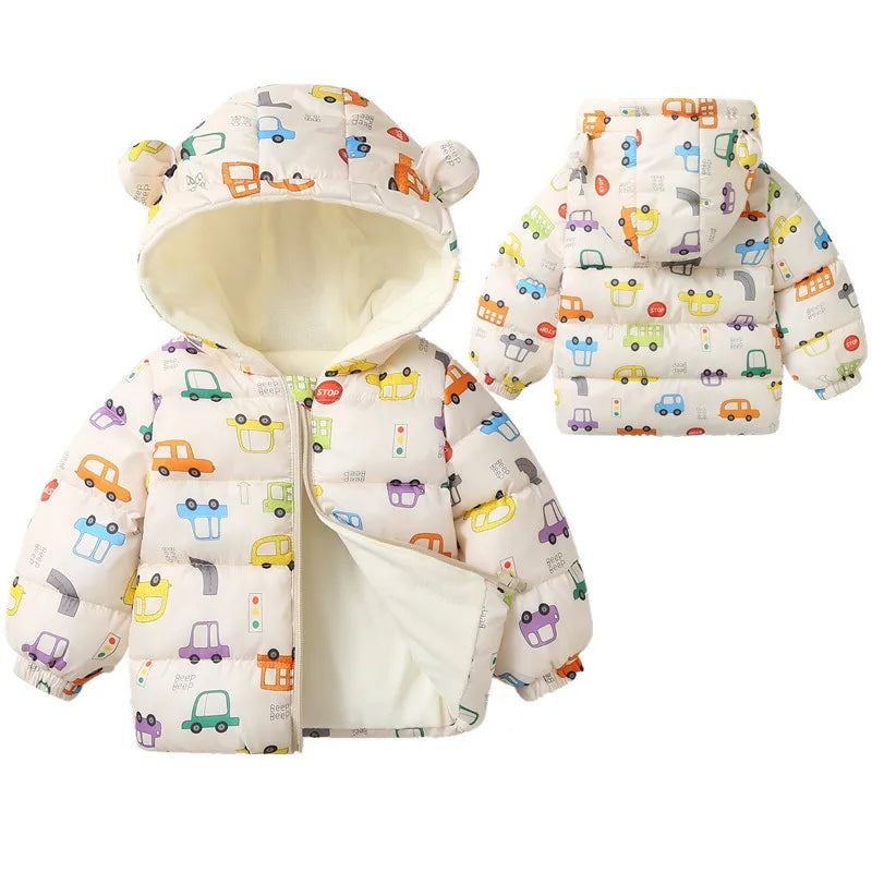 Winter Baby Kids Fleece Jacket Warm Hooded Down Outerwear