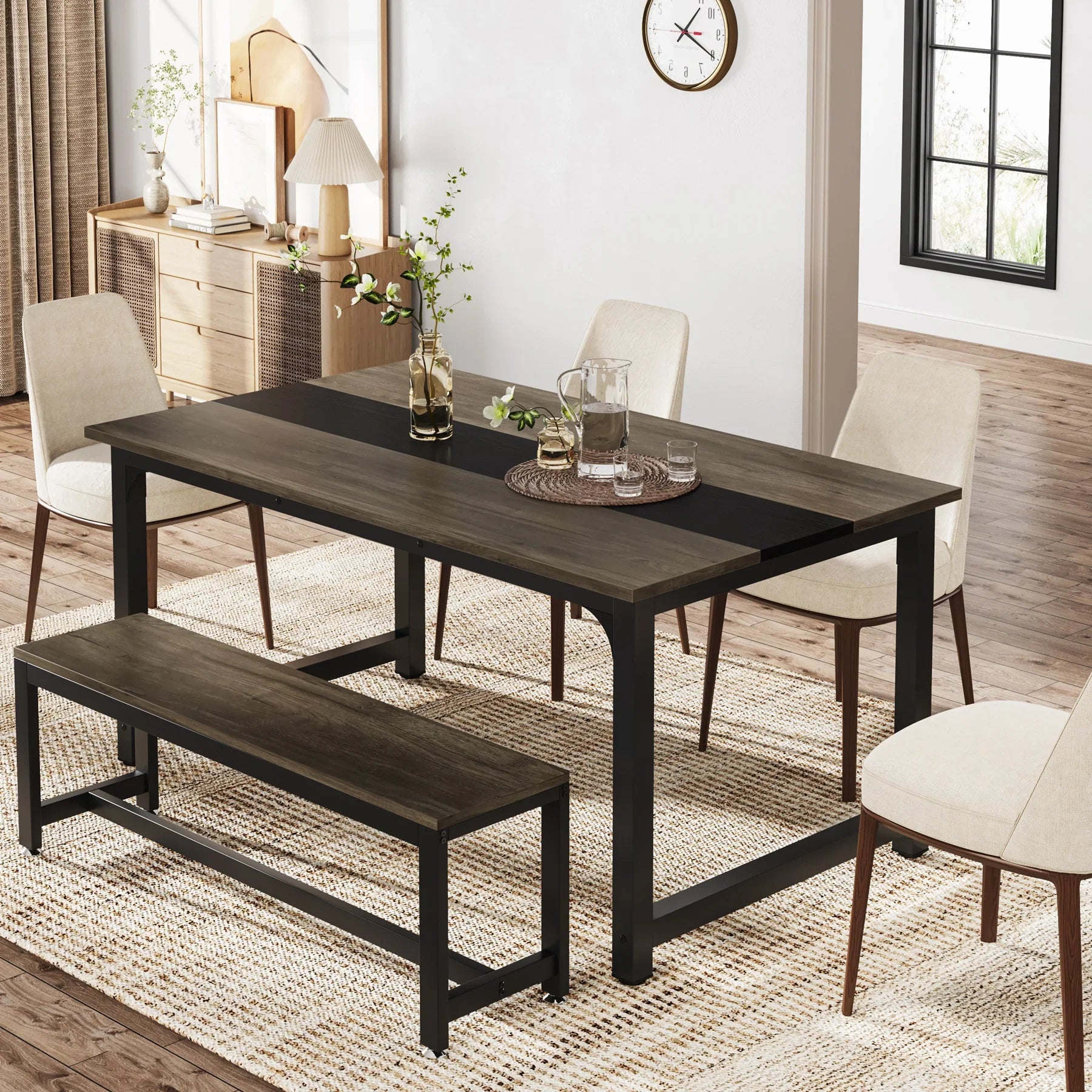 Tribesigns 63"x31.5" Dining Table, Industrial Kitchen Table for 6-8 Person, Rectangular Dinner Table for Dining Room Kitchen