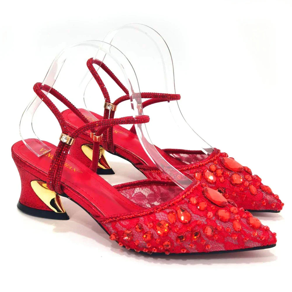 3D Bling Pointed Toe Slingback Heels — Shoes Only or With Matching Bag | 7 Colours | EU 37–42