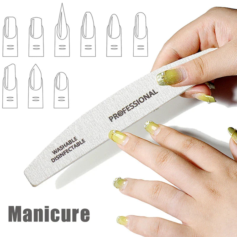 10pcs/Lot Wooden Nail Files Professional 100 180 240 Emery Board Manicure Buffer Grey Boat Double-sided Wooden Pedicure Buffers