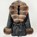 Women's Large Faux Fur Leather Jacket Warm Autumn Winter Outwear High Street