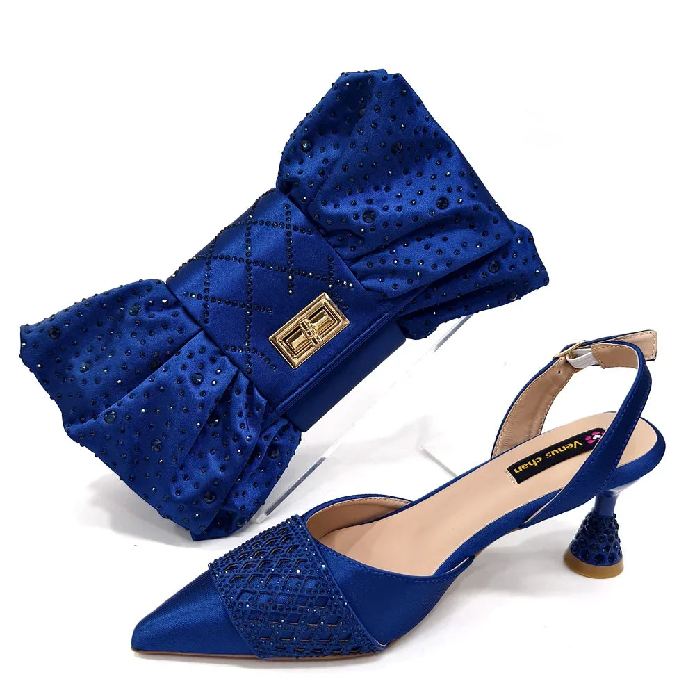 Diamond Butterfly Slingback Heels & Bag Matching Set — 10 Colours | EU 37–43