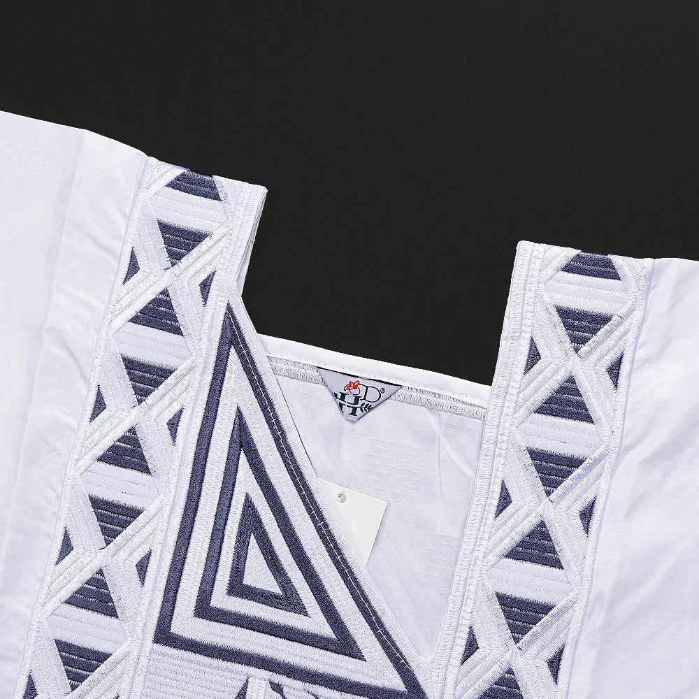 African Clothes for Men Traditional Rich Bazin Original Embroidery White Clothing Men 3 PCS Set Wedding Party Occasion 2024
