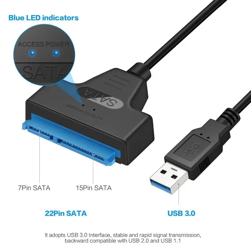 Coolcirc SATA to USB 3.0 Cable Up to 6 Gbps for 2.5 Inch External HDD SSD Hard Drive SATA Adapter USB 3.0 to Sata III Cord
