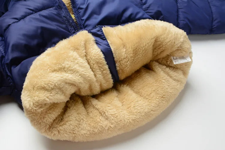 Winter Baby Kids Fleece Jacket Warm Hooded Down Outerwear
