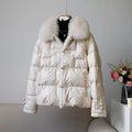 Women's White Duck down Jacket 2025 Winter Collection Real Faux Fur Collar Hair Puffer Coat Vintage Street wear