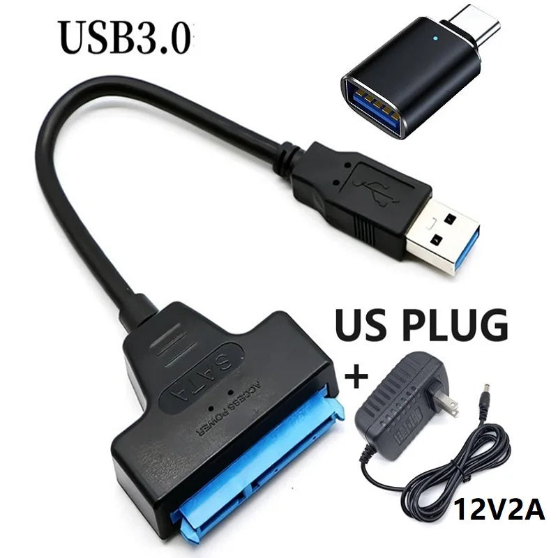 USB 3.0 to Sata III Cord SATA to USB 3.0 Cable Up to 6 Gbps for 3.5 2.5 Inch External HDD SSD Hard Drive SATA 3 22 Pin Adapter