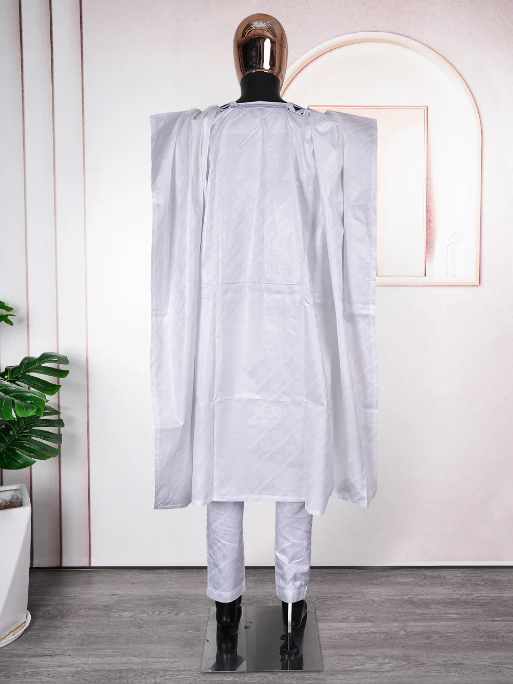 African Clothes for Men Traditional Rich Bazin Original Embroidery White Clothing Men 3 PCS Set Wedding Party Occasion 2024