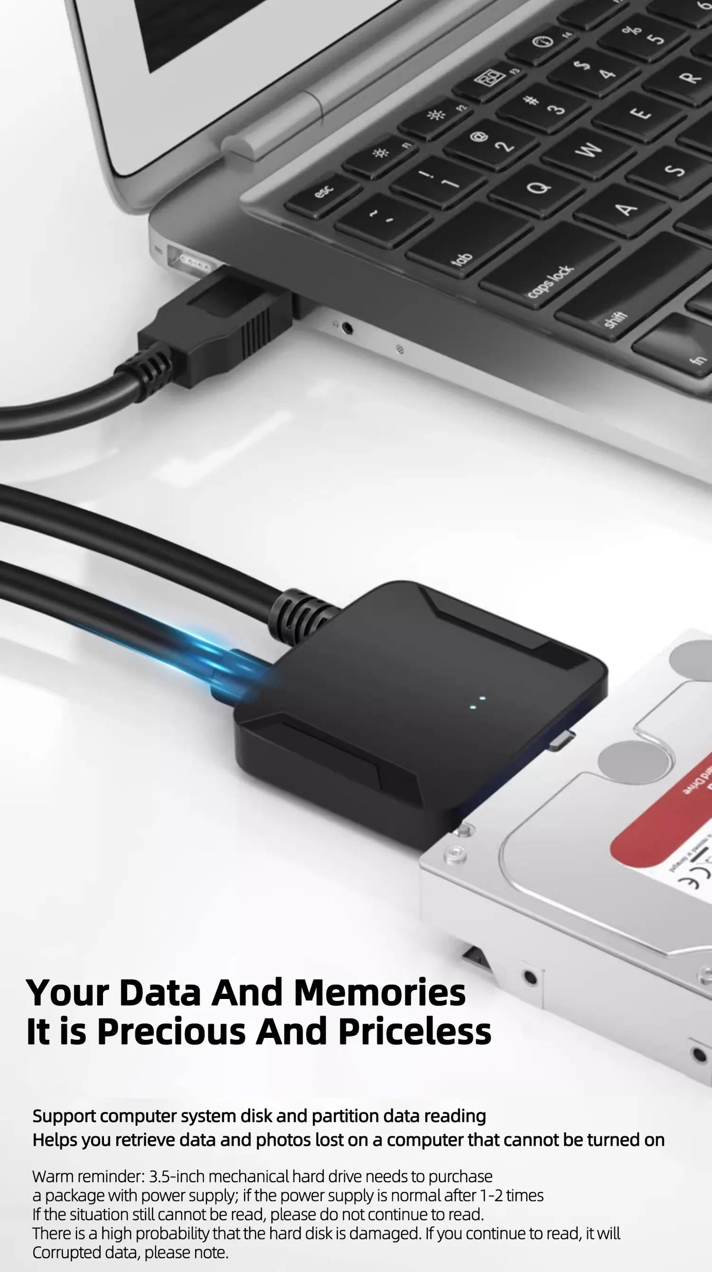 Coolcirc SATA to USB 3.0 Cable Up to 6 Gbps for 2.5 Inch External HDD SSD Hard Drive SATA Adapter USB 3.0 to Sata III Cord