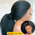 Yaki Straight Wig 360 Lace Frontal HD Human Hair Wigs Full Lace Kinky Straight