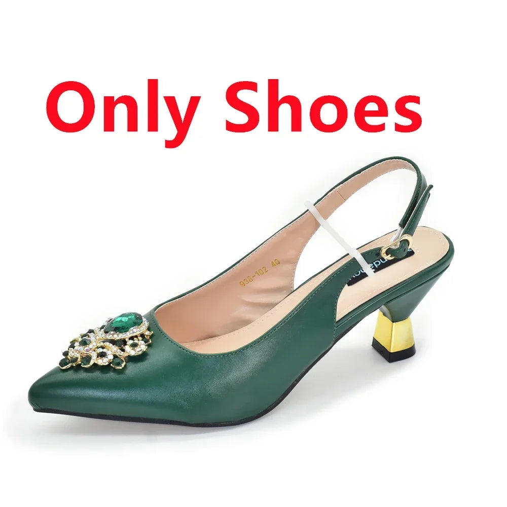 Women's Italian Shoe & Bag Set | Crystal Slingback Heels | Party & Wedding | EU 38–43 | 5 Colours
