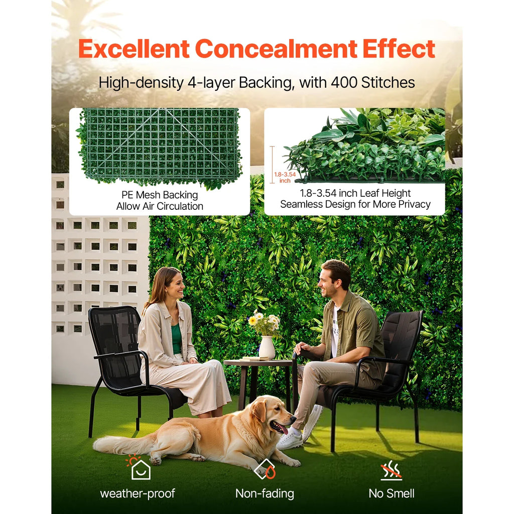 VEVOR Artificial Grass Wall Panels 3D Combination Greenery Boxwood  Panel for Privacy Backdrop Wall Hedge Screen for Garden