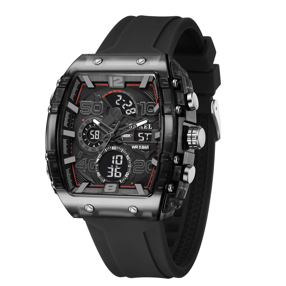 Men's 8109 electronic watch fashion square dual display waterproof luminous