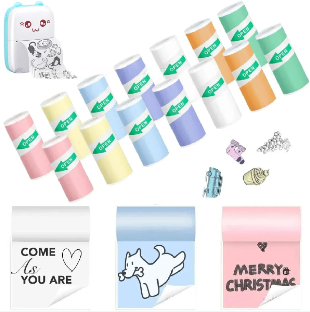 Mini Printer Color Sticker Thermal Paper Label Paper Sticker Photo Papers For PeriPage PAPERANG Poooli 57mm width Photo Printer