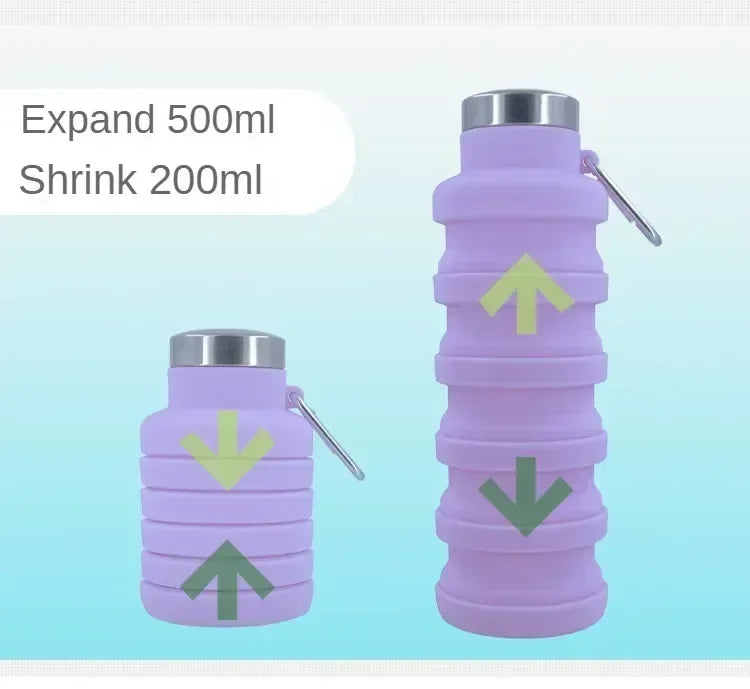 New Portable Silicone Water Bottle Retractable Folding Coffee Bottle Cups E Outdoor Travel Tools Collapsible Sport Bottles