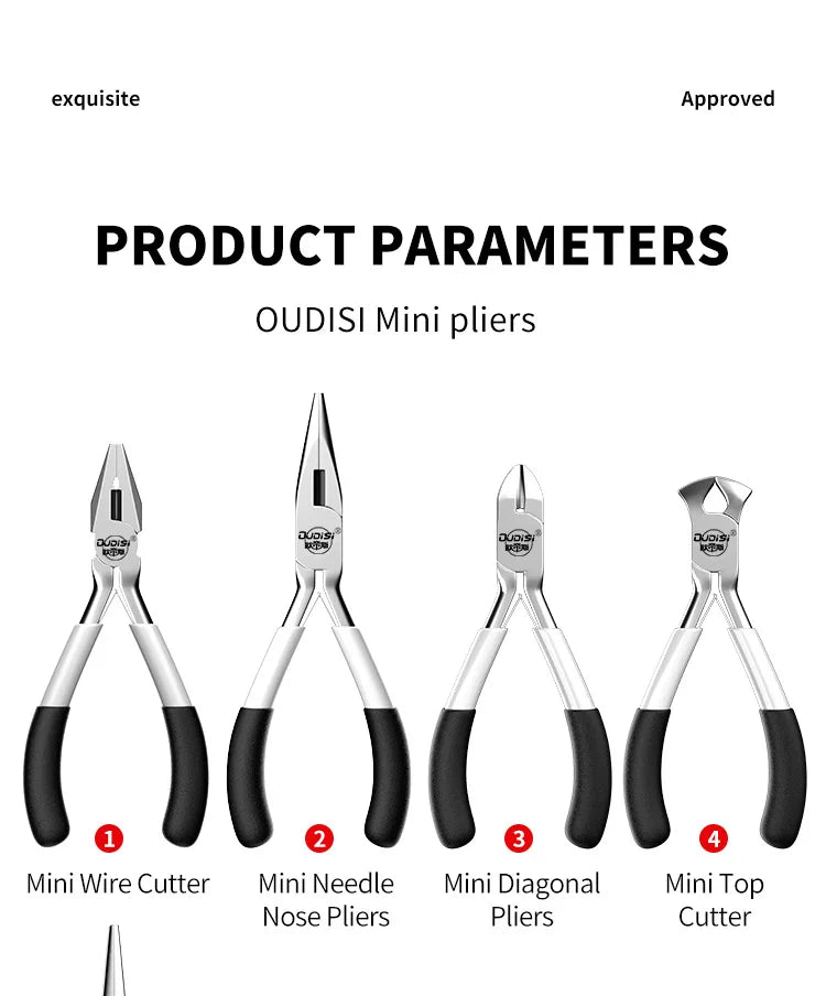 Mini Pliers Diagonal Pliers Round Bent Needle Nose Cutter Handcraft Beading Insulated Plier For DIY Small Jewelry Pliers Tools