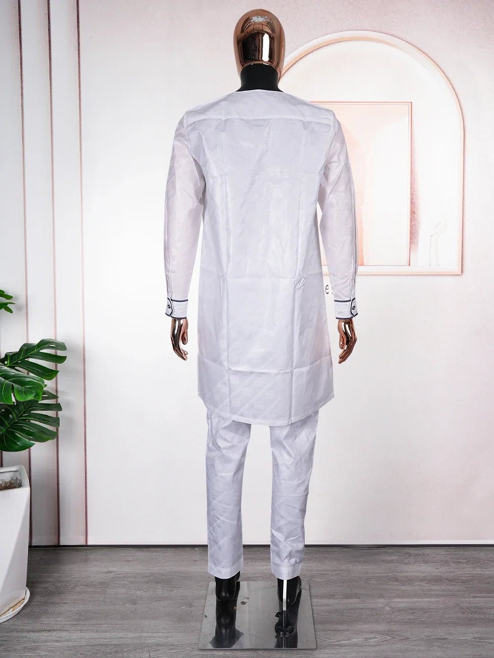 African Clothes for Men Traditional Rich Bazin Original Embroidery White Clothing Men 3 PCS Set Wedding Party Occasion 2024