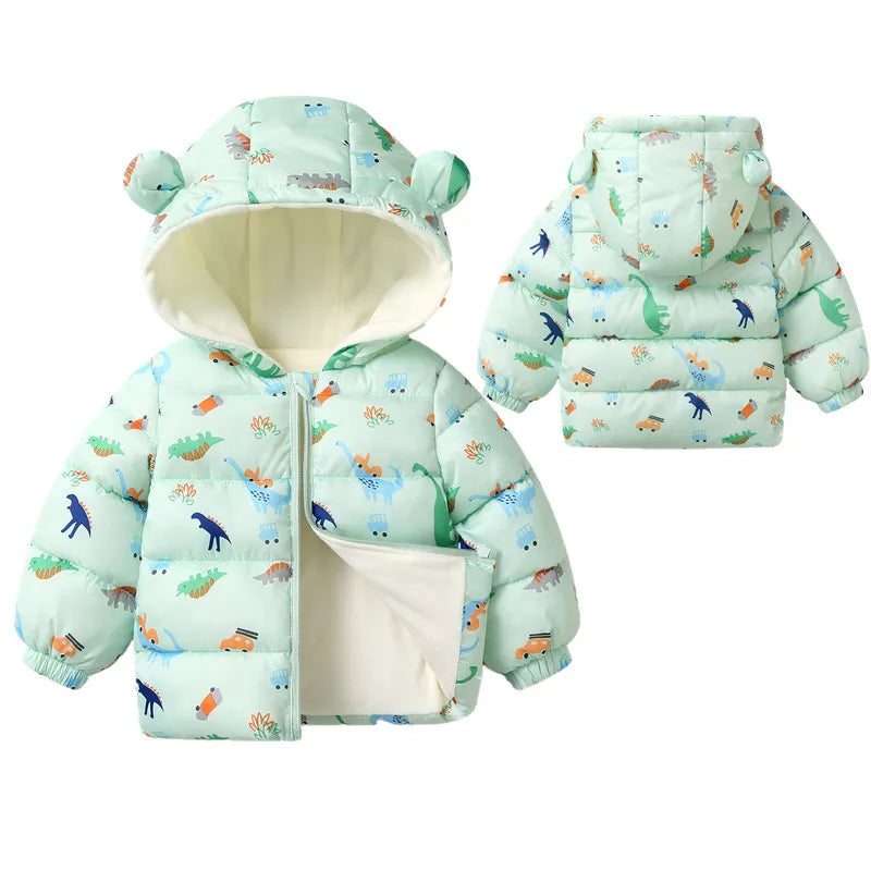 Winter Baby Kids Fleece Jacket Warm Hooded Down Outerwear