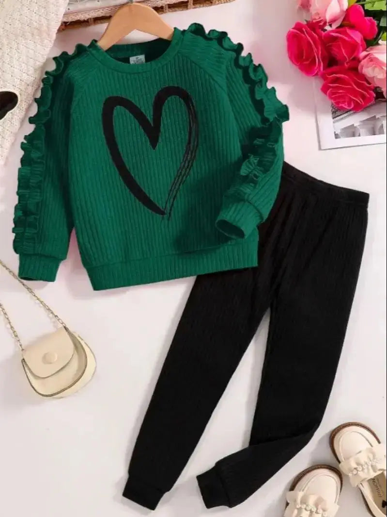 Spring and Autumn children fashion sports set girls sweater + casual pants