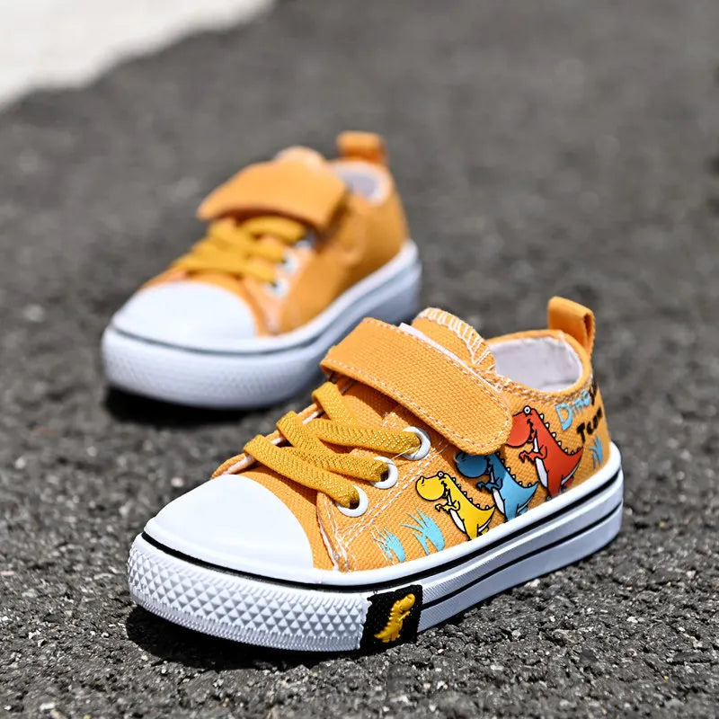 Kids' Animal Print Sneakers | Breathable Fabric | Hook & Loop | Unisex | EU 22–33 | Yellow, Red & Black