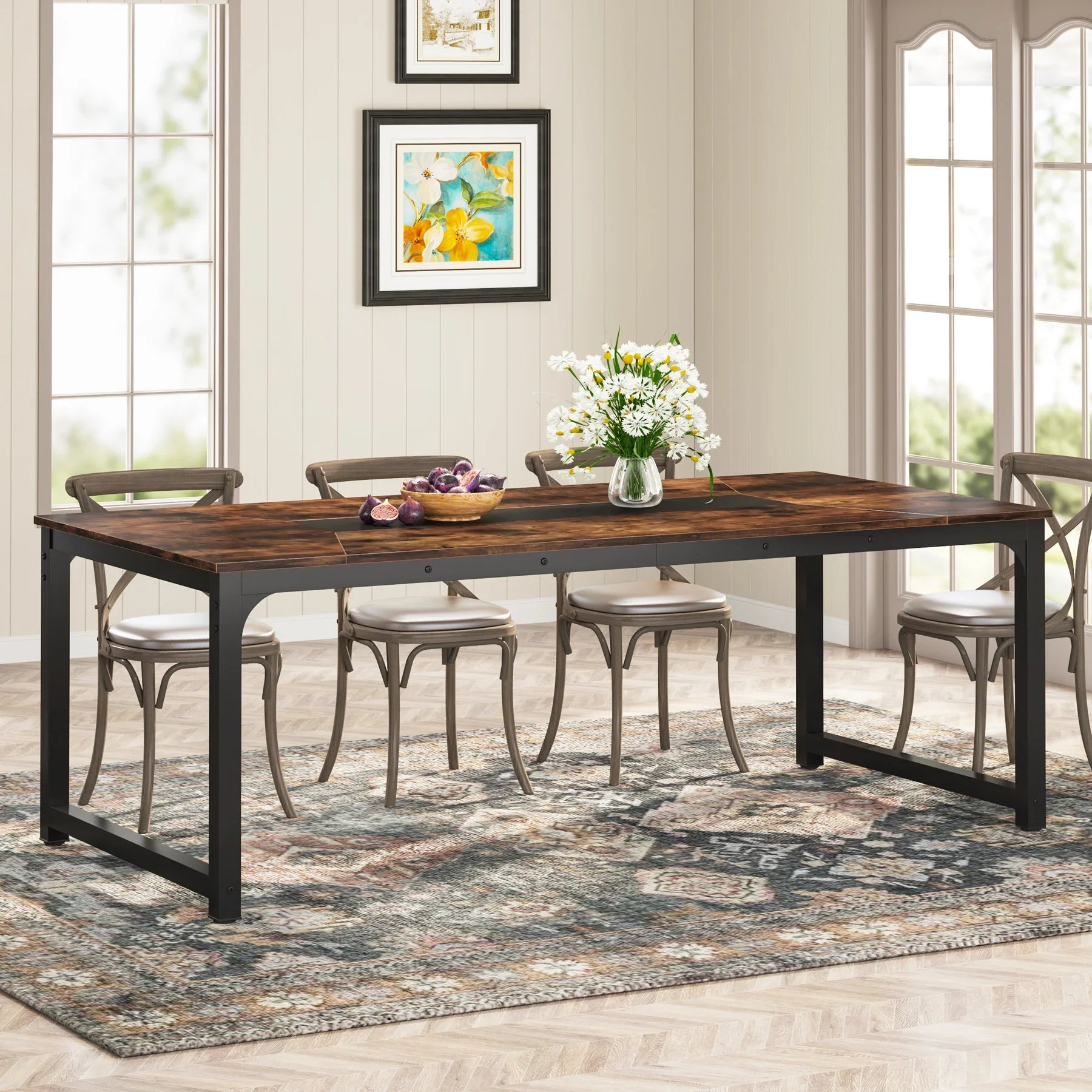 Tribesigns 63"x31.5" Dining Table, Industrial Kitchen Table for 6-8 Person, Rectangular Dinner Table for Dining Room Kitchen
