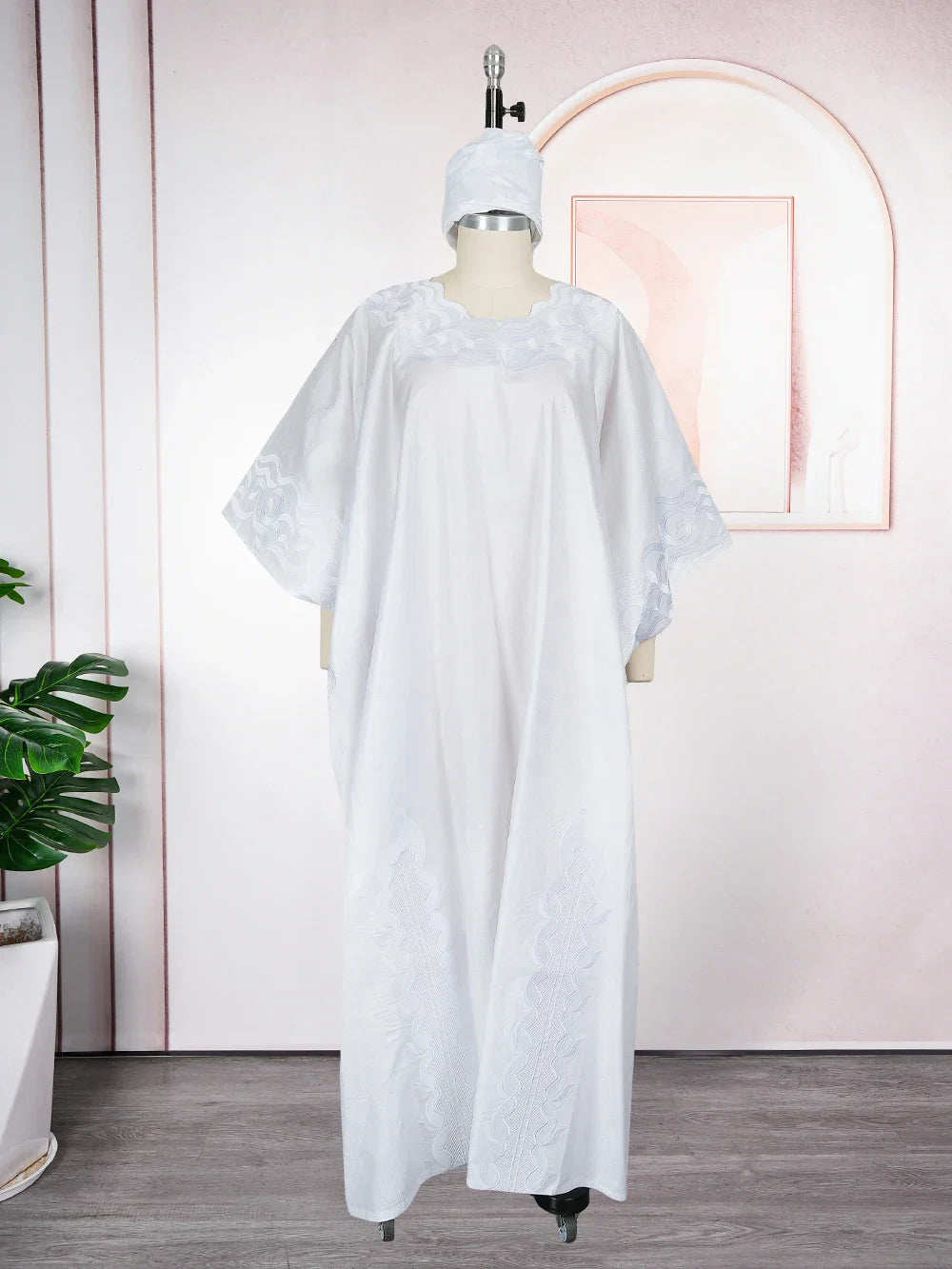 Women's African Boubou Dashiki Gown – Bazin Ankara Embroidered Kaftan Robe | Polyester-Spandex | One Size | 5 Colours