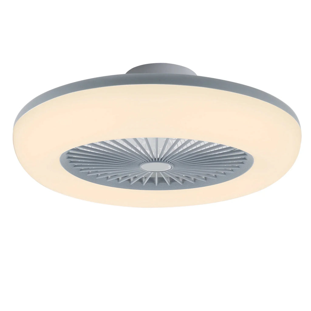 KOMORE Round Acrylic LED Ceiling Light Fan with Remote Control 3 Colour Temperature Memory Functions for Office, Living Room
