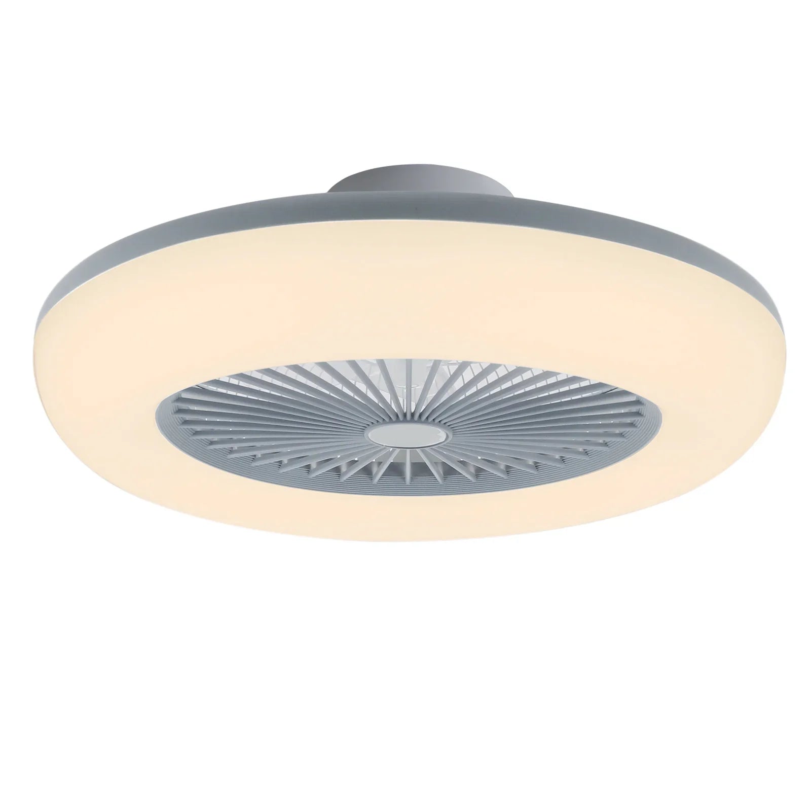 KOMORE Round Acrylic LED Ceiling Light Fan with Remote Control 3 Colour Temperature Memory Functions for Office, Living Room