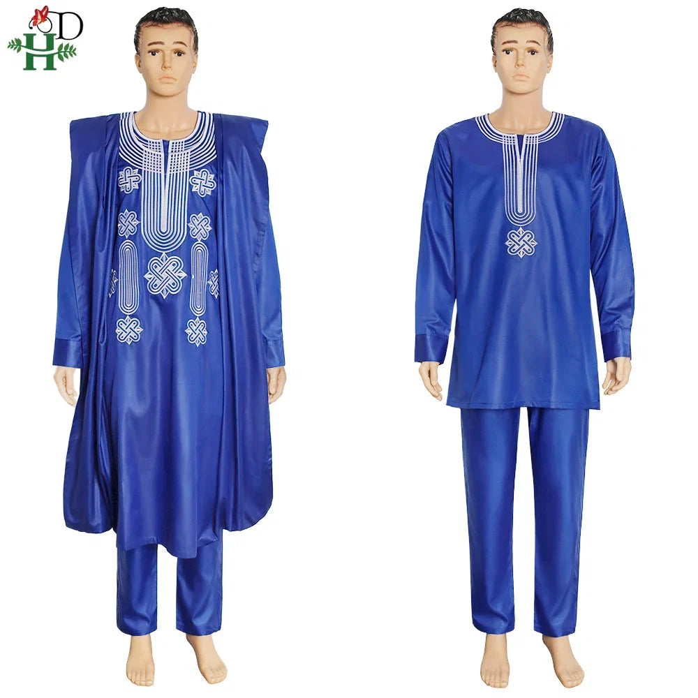 African Suit Men Robe Shirt and Pants Set Long Sleeve
