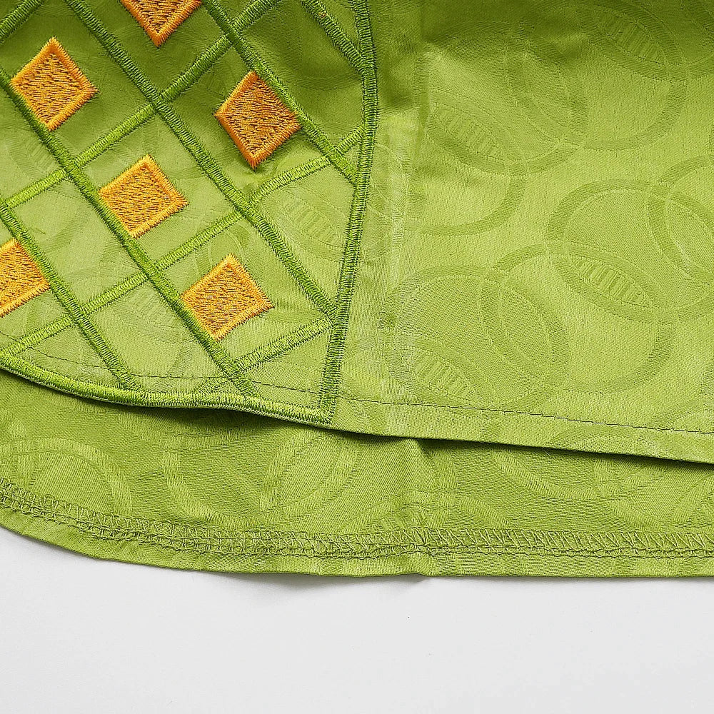 Men's Traditional Agbada 2PCS Green Bazin Riche Shirt and Pant