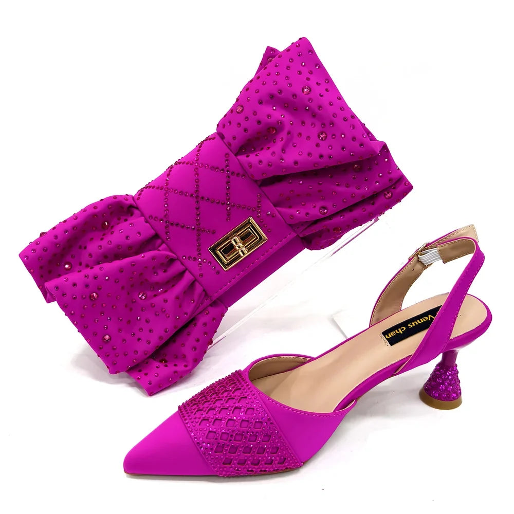 Diamond Butterfly Slingback Heels & Bag Matching Set — 10 Colours | EU 37–43