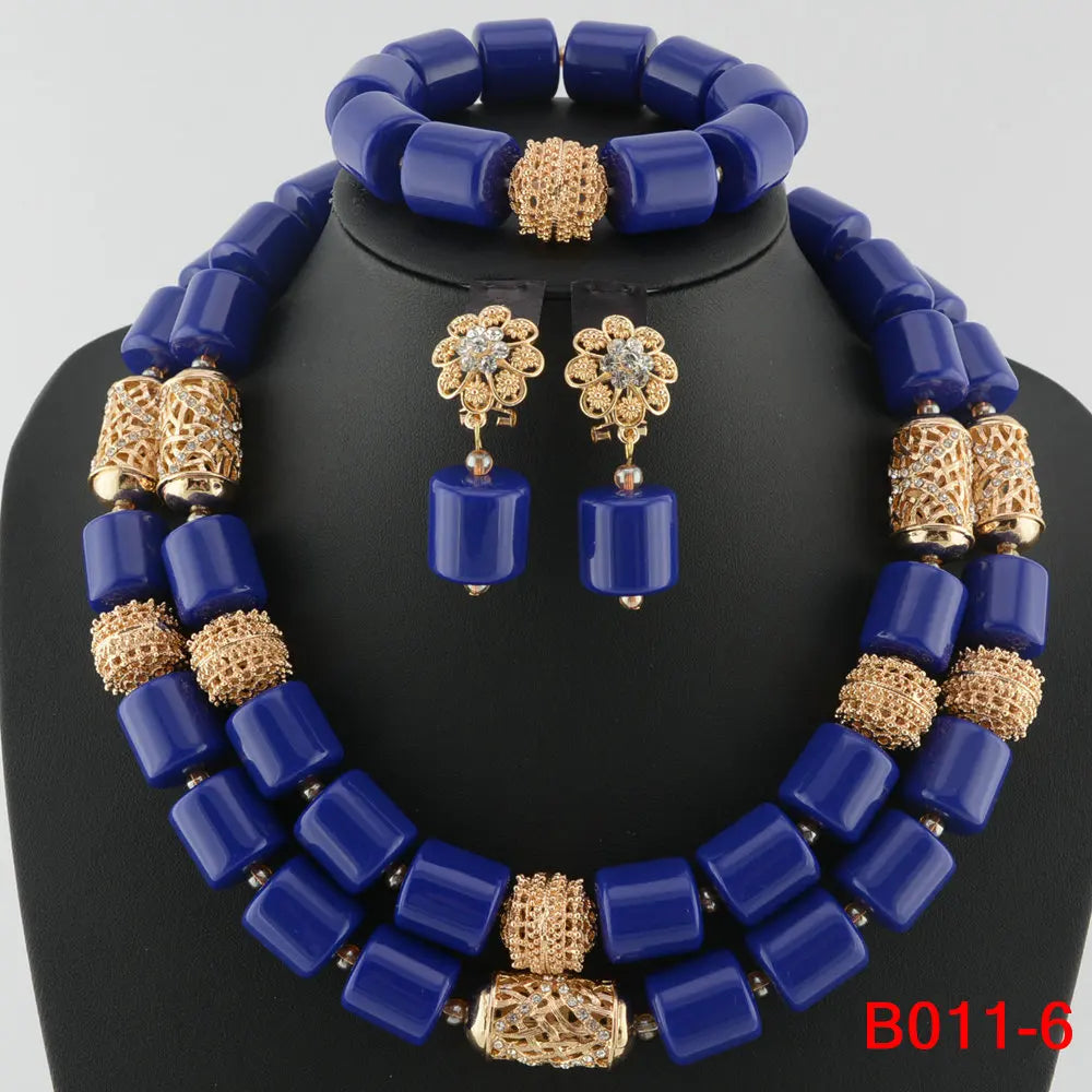 Traditional Nigerian Wedding Artificial Coral Beads Bridal Jewelry Sets African
