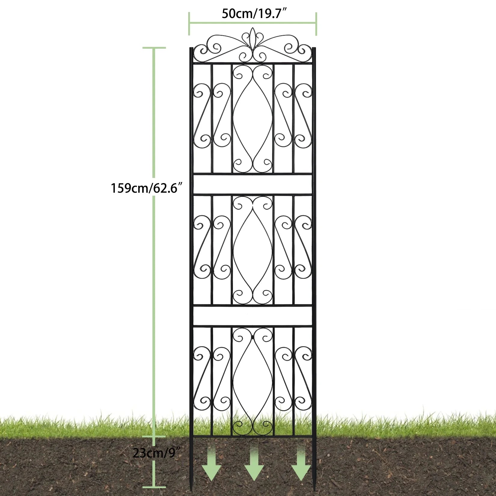 Large Tall Metal Garden Trellis, Plant Climbing Aid, Lattice Antirust Border, Outdoor Yard, 2Pcs